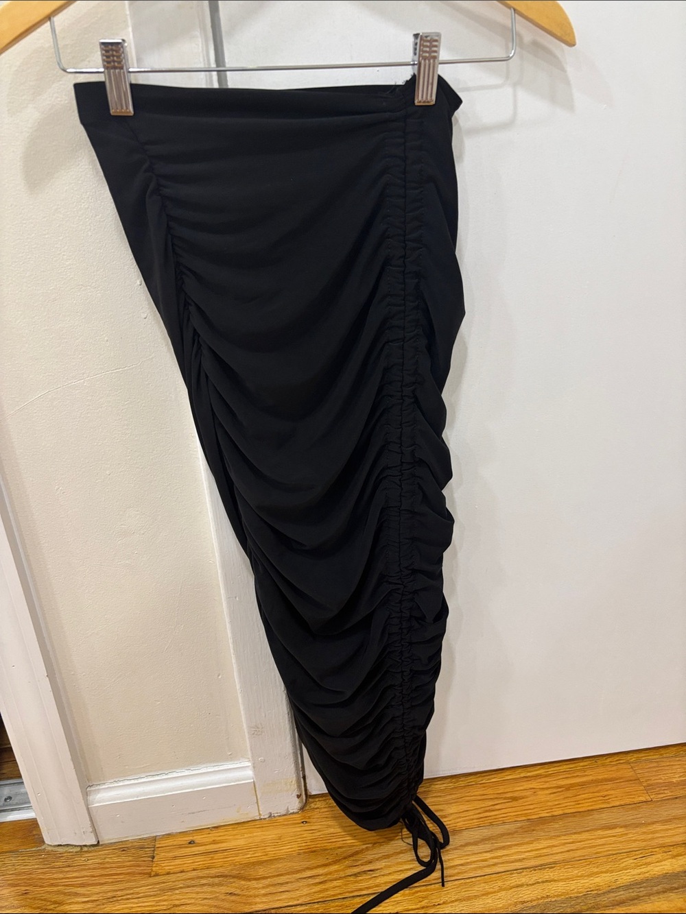 ASOS Black Asymmetrical Ruched Side-Tie Skirt